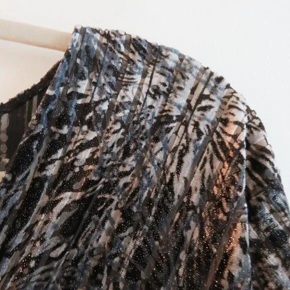 VINTAGE NINE WEST Y2K Velvet Burnout Metallic Babydoll Top Whimsigoth - Size 2X - Picture 4 of 16